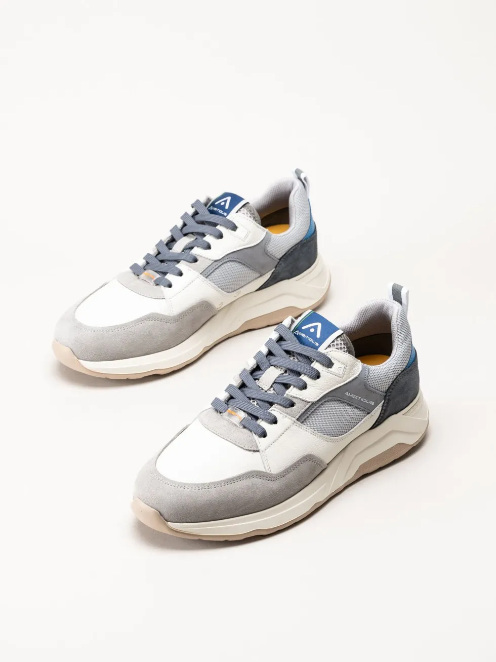 Ambitious - Gråblå sneakers i skinn och mocka