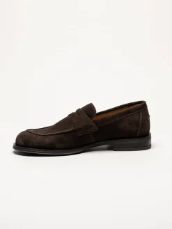 Ambitious - Mörkbruna pennyloafers i mocka