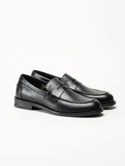 Ambitious - Svarta pennyloafers i skinn
