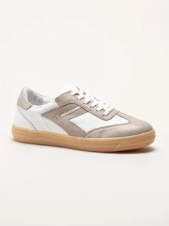 Andrea Conti - Vit beige sneakers i skinn