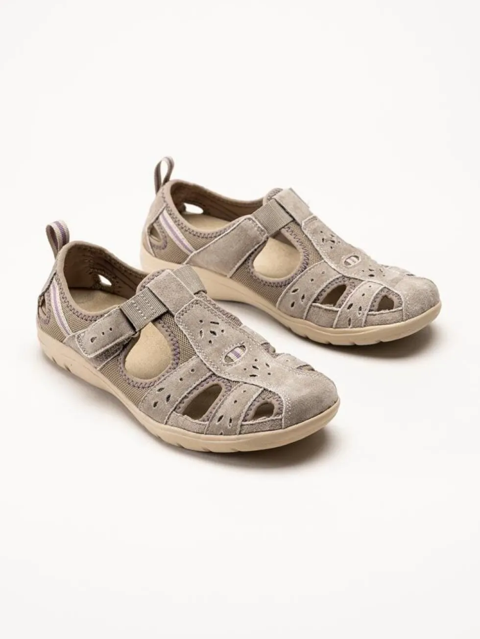 Axelda - Cleveland - Beige sandalskor i mocka och textil