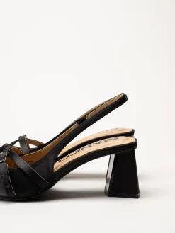 Bianco - Biamaralyn Buckle - Svarta slingback pumps i satin