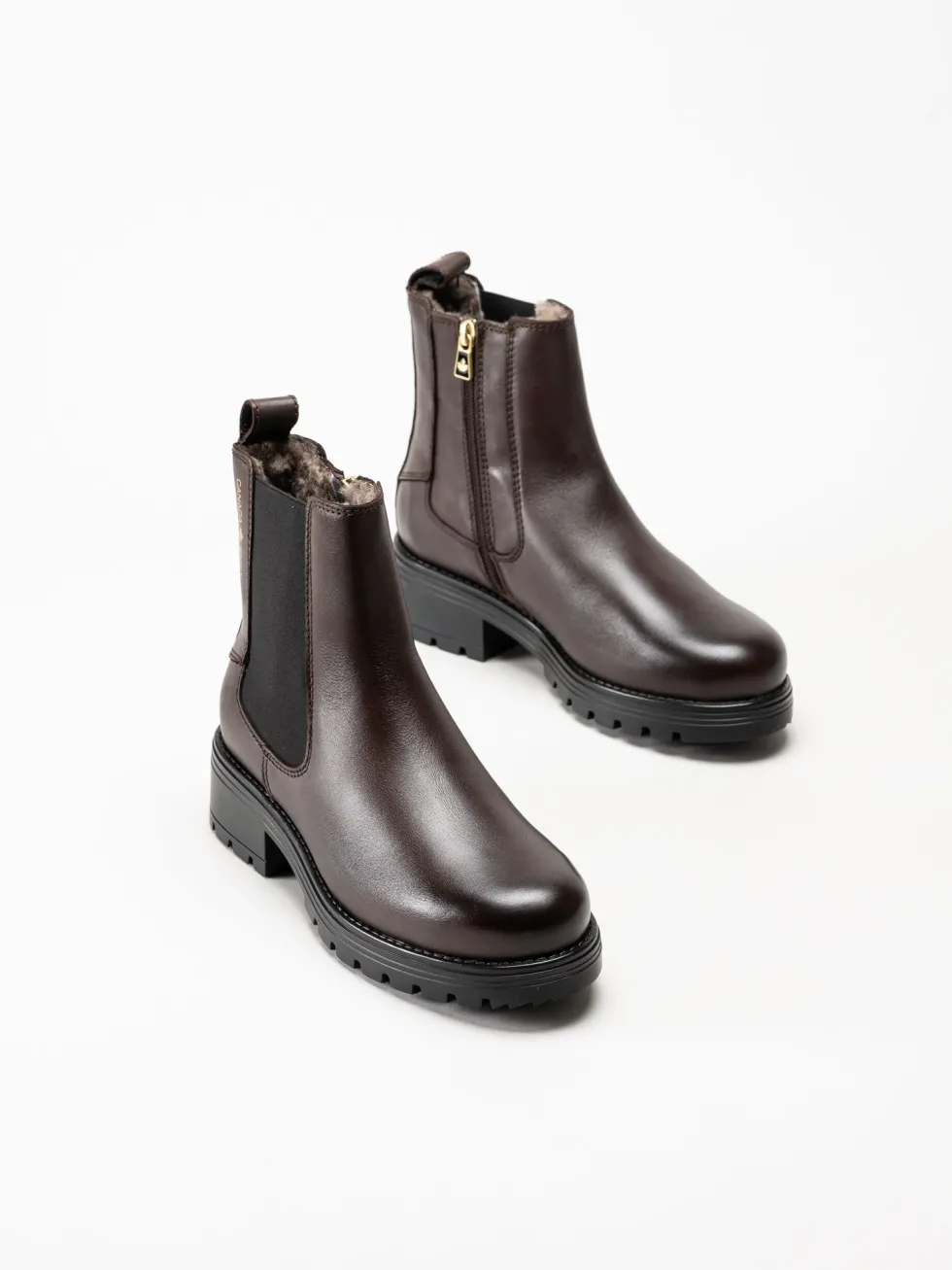Canada Snow - Kimberly - Mörkbruna boots med fårskinn och broddar