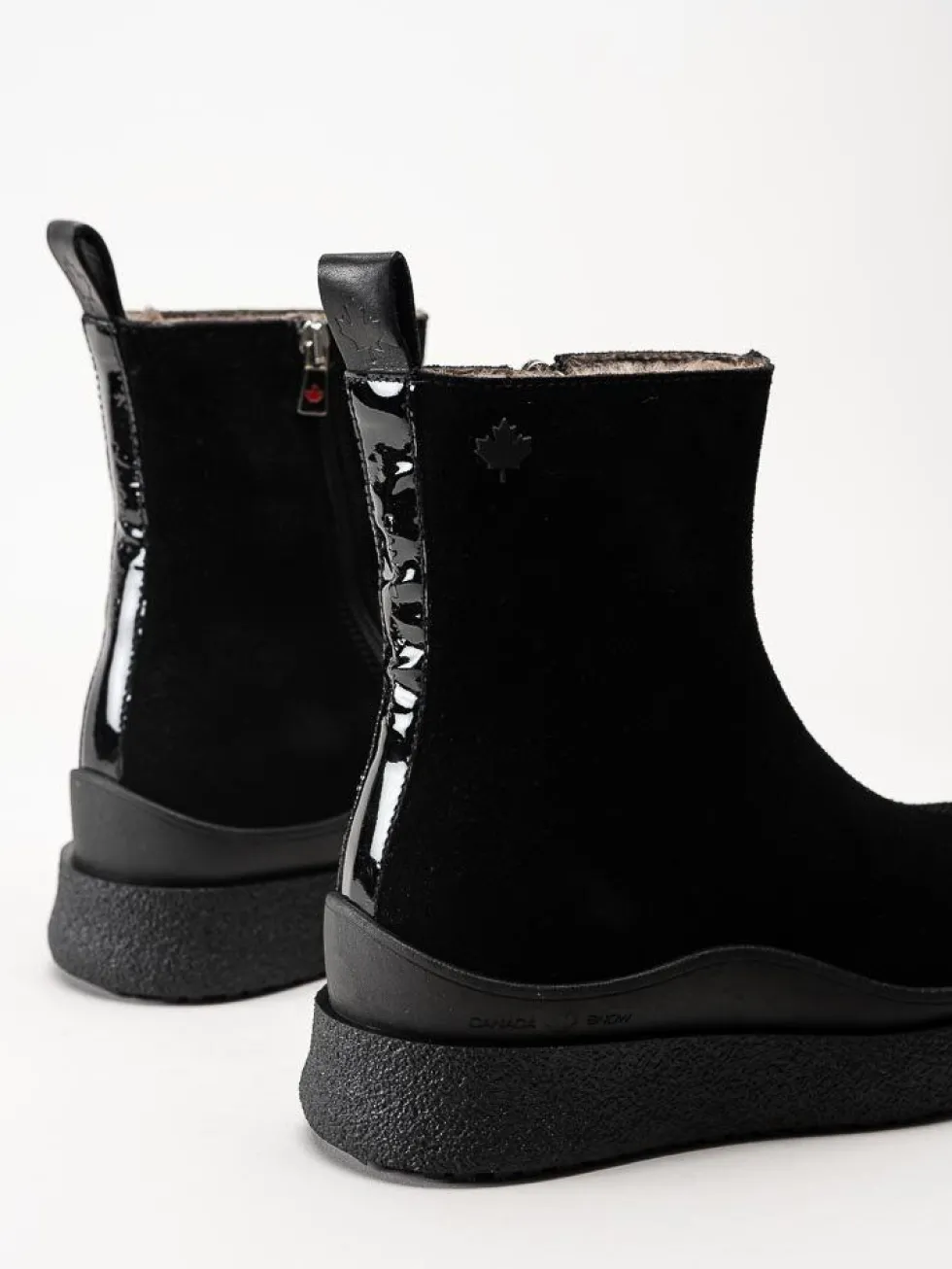 Canada Snow - Mount Meer - Svarta fårskinnsfodrade boots i mocka