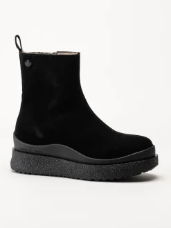 Canada Snow - Mount Meer - Svarta fårskinnsfodrade boots i mocka