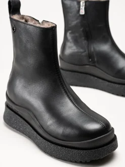 Canada Snow - Mount Meer - Svarta fårskinnsfodrade boots i skinn