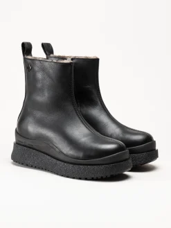 Canada Snow - Mount Meer - Svarta fårskinnsfodrade boots i skinn