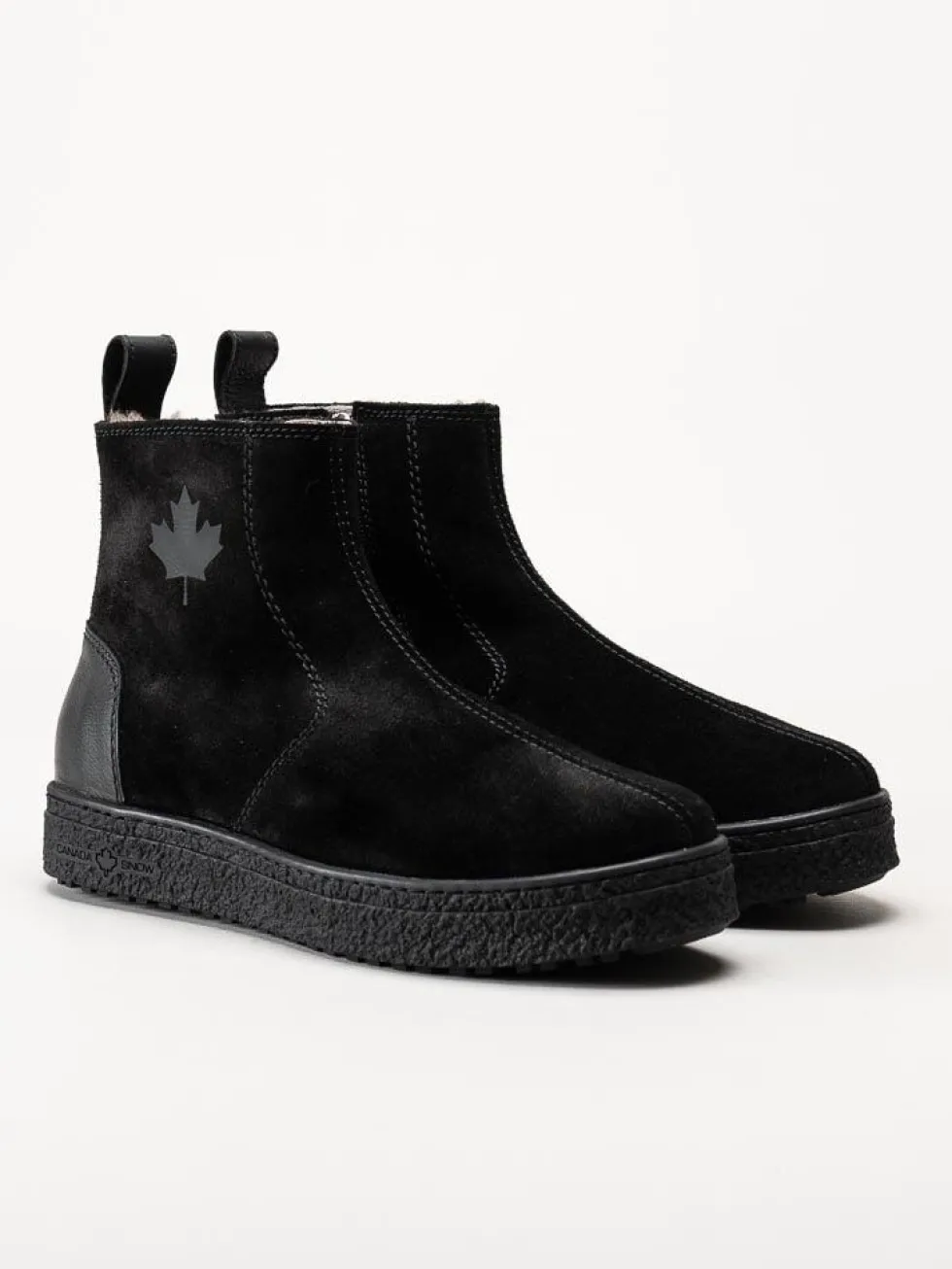 Canada Snow - Mount Verm Grip - Svarta fårskinnsfodrade boots i mocka