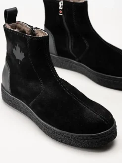 Canada Snow - Mount Verm Grip - Svarta fårskinnsfodrade boots i mocka