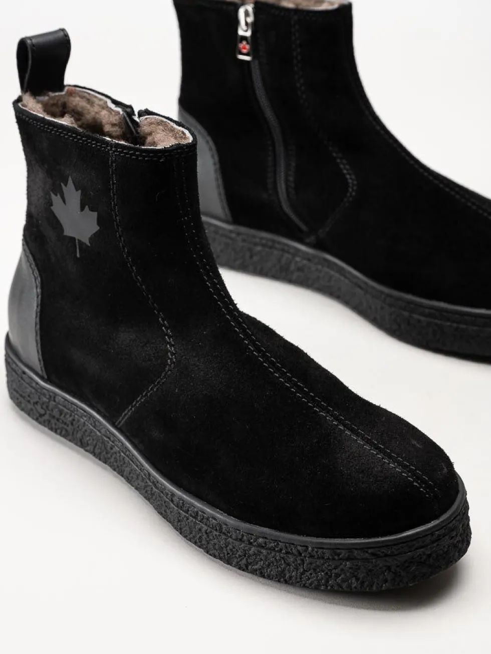 Canada Snow - Mount Verm Grip - Svarta fårskinnsfodrade boots i mocka