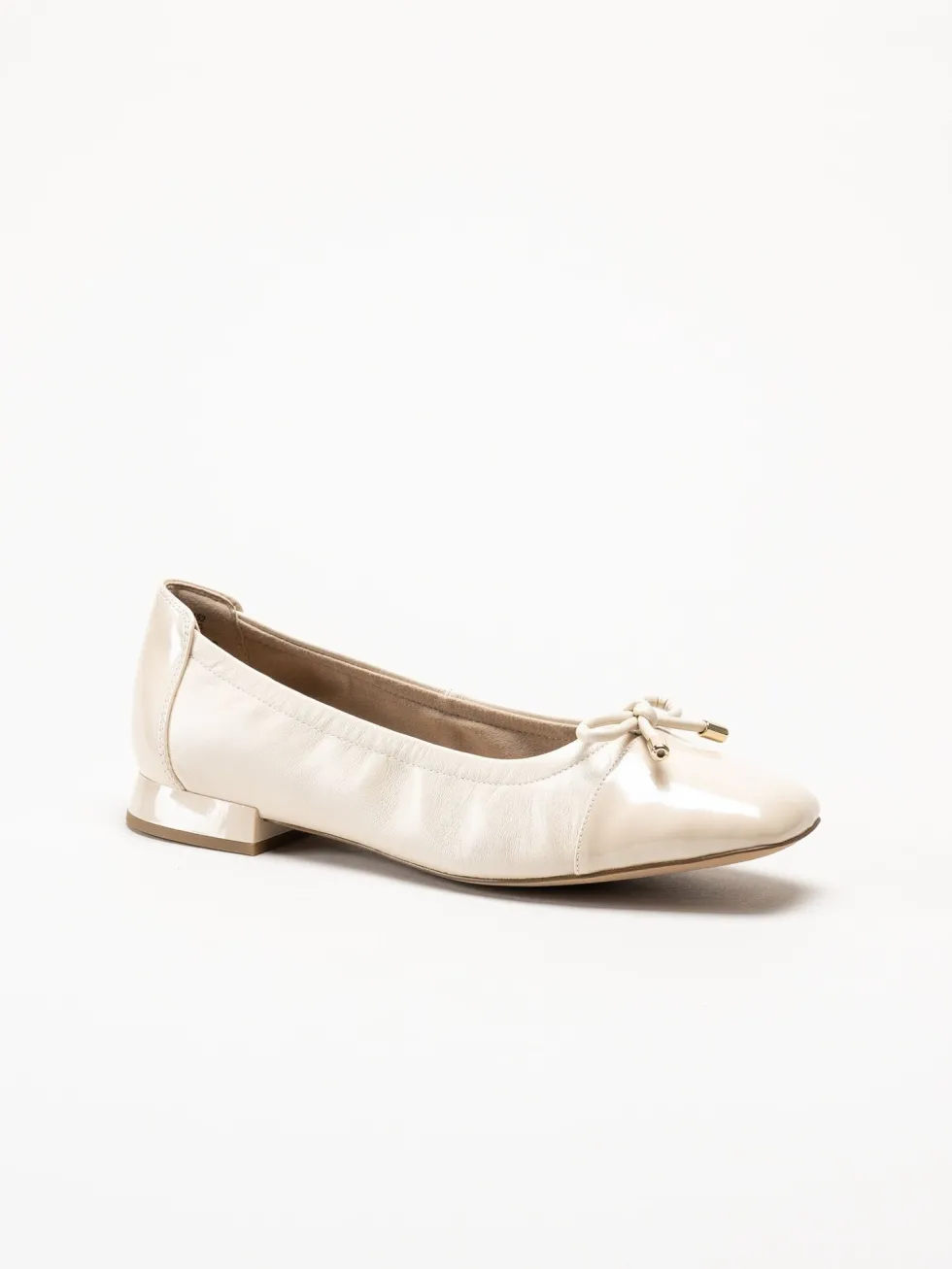 Caprice - Beige ballerinaskor i skinn
