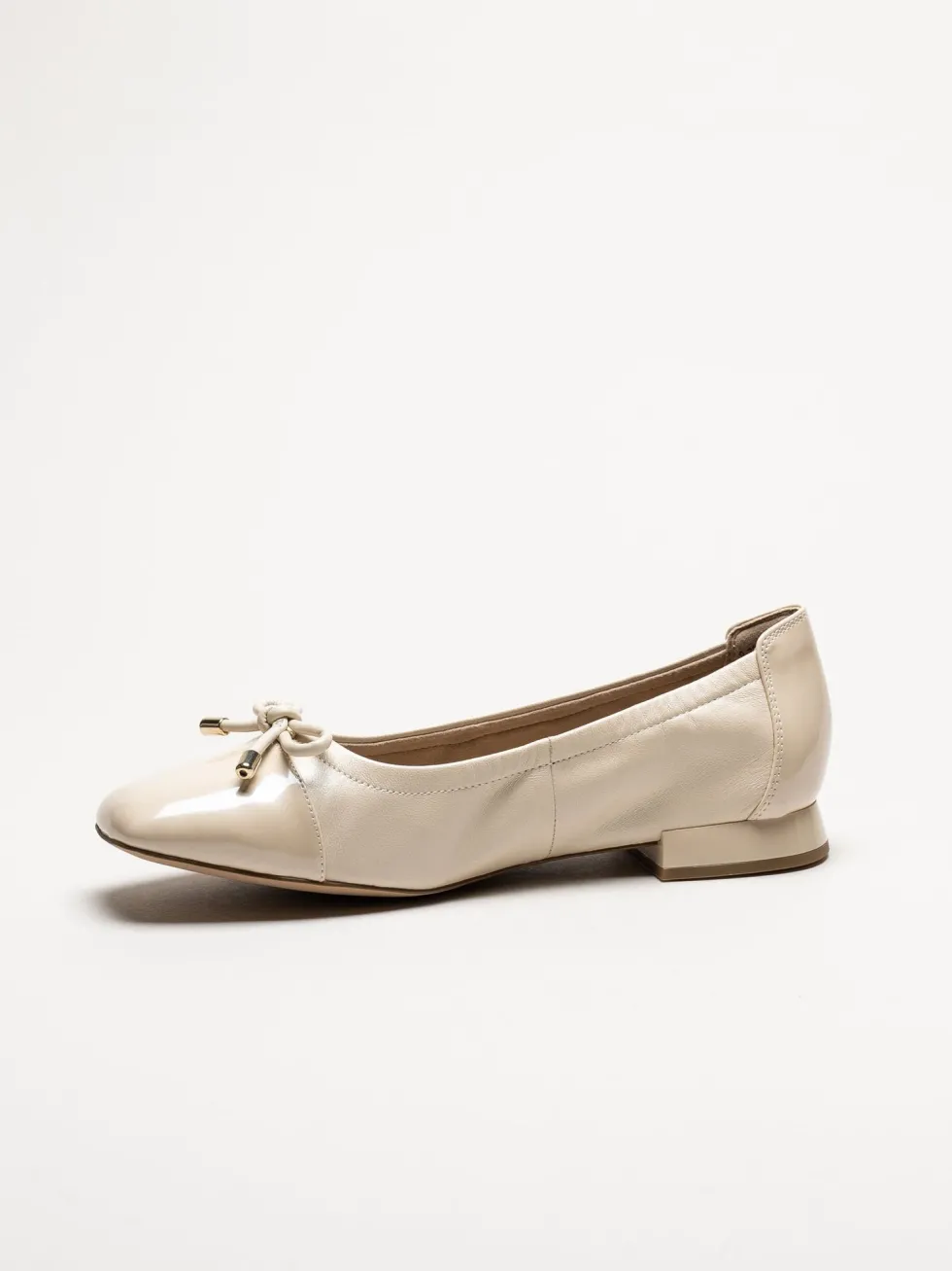 Caprice - Beige ballerinaskor i skinn
