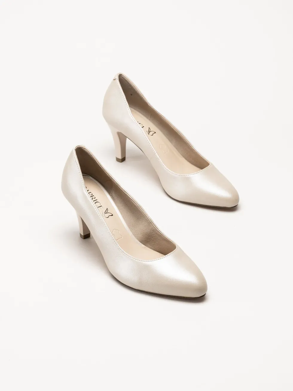 Caprice - Beige pumps i skinn