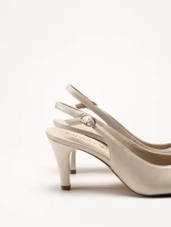 Caprice - Beige slingback pumps i skinn