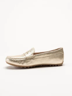 Caprice - Guldiga loafers i skinn