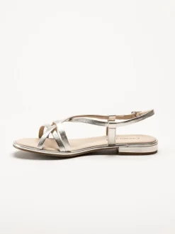 Caprice - Silvermetallic remsandaler i skinn
