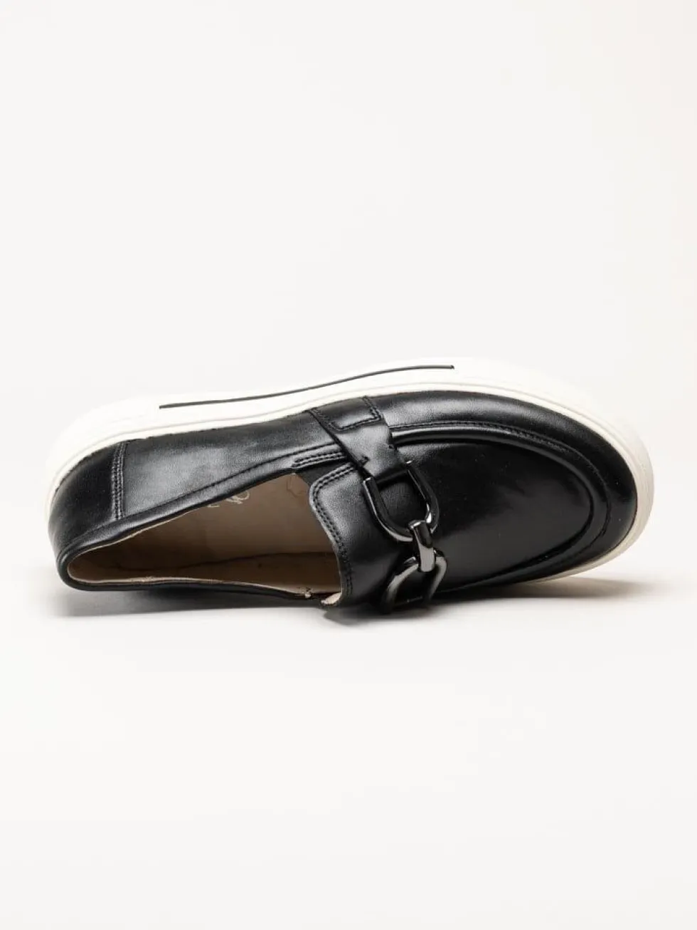 Caprice - Svarta loafers i skinn