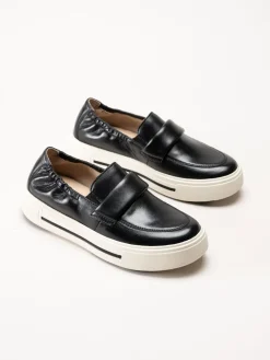 Caprice - Svarta loafers i skinn
