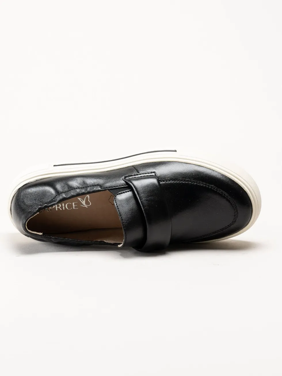 Caprice - Svarta loafers i skinn