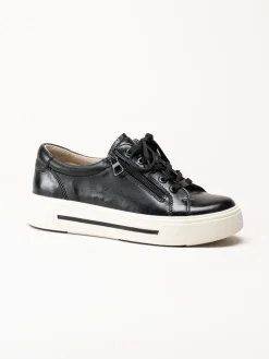 Caprice - Svarta platåsneakers i skinn