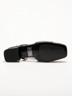 Caprice - Svarta slingback pumps i skinn