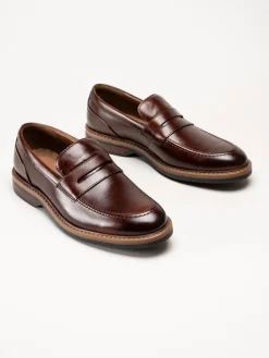 Clarks - Aldwin Step G - Bruna slip-on loafers i skinn