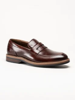 Clarks - Aldwin Step G - Bruna slip-on loafers i skinn