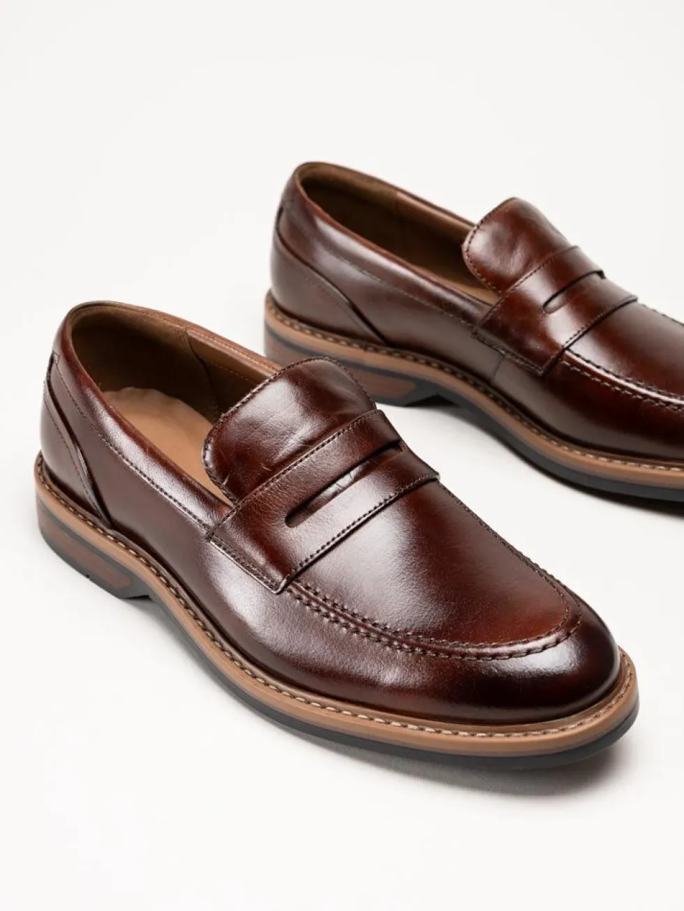 Clarks - Aldwin Step G - Bruna slip-on loafers i skinn