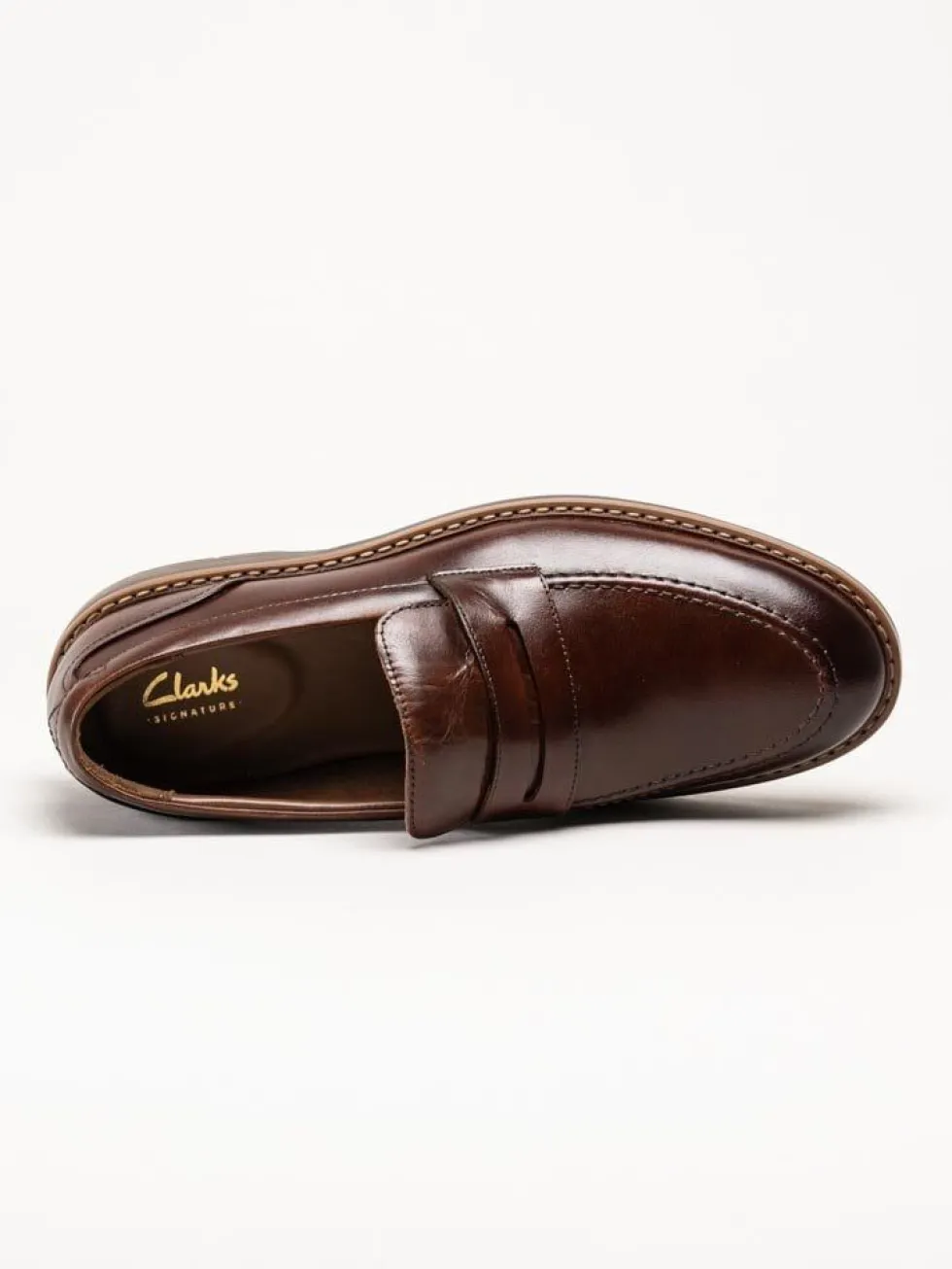Clarks - Aldwin Step G - Bruna slip-on loafers i skinn
