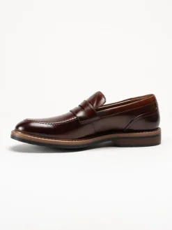 Clarks - Aldwin Step G - Bruna slip-on loafers i skinn