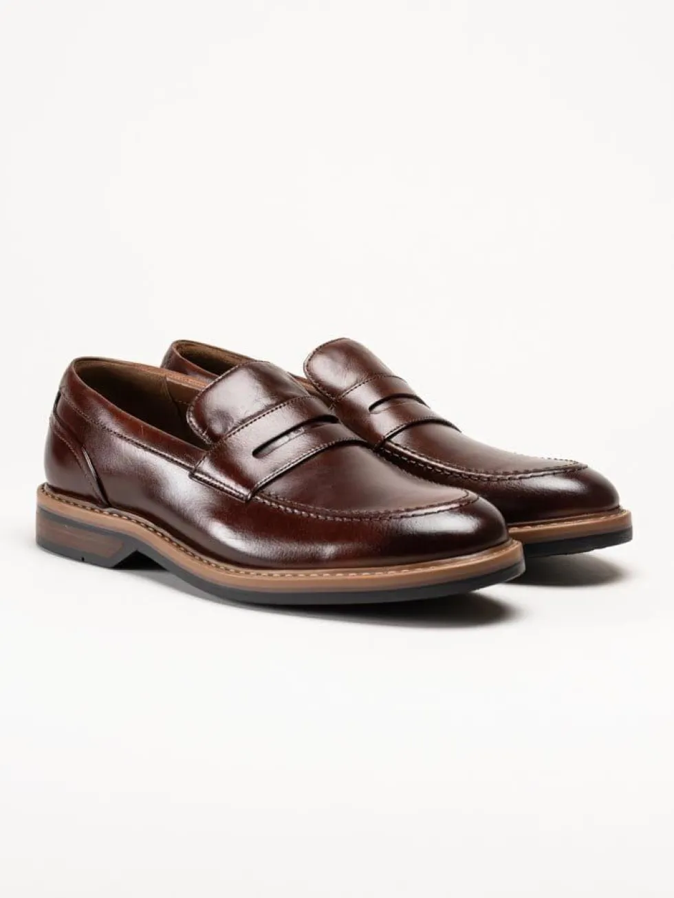Clarks - Aldwin Step G - Bruna slip-on loafers i skinn