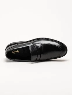 Clarks - Aldwin Step G - Svarta slip-on loafers i skinn
