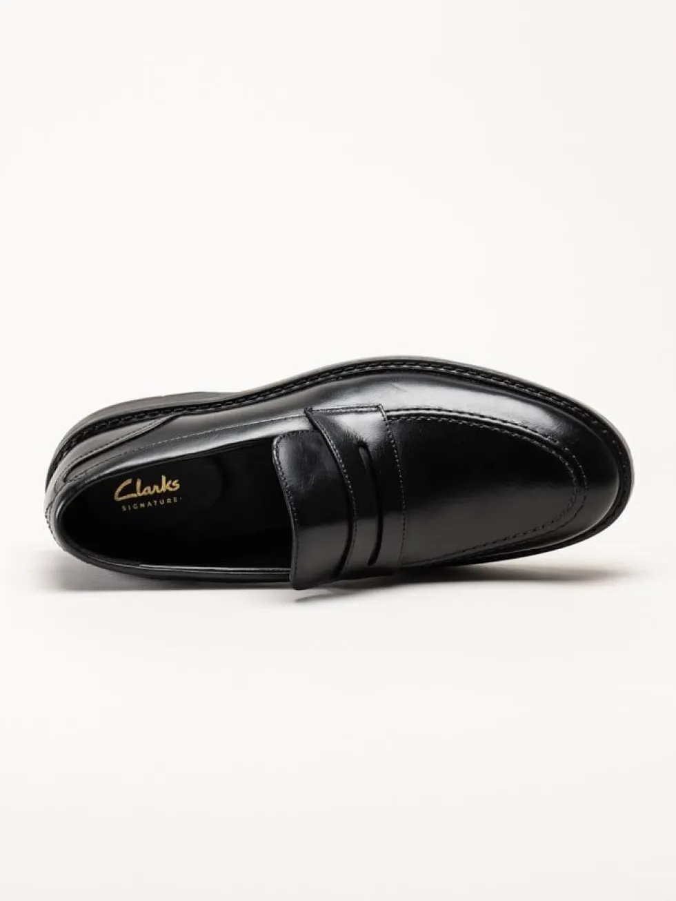 Clarks - Aldwin Step G - Svarta slip-on loafers i skinn