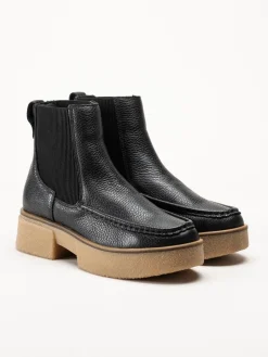 Clarks - Linoso Top - Svarta chunky boots i skinn