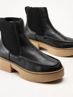 Clarks - Linoso Top - Svarta chunky boots i skinn