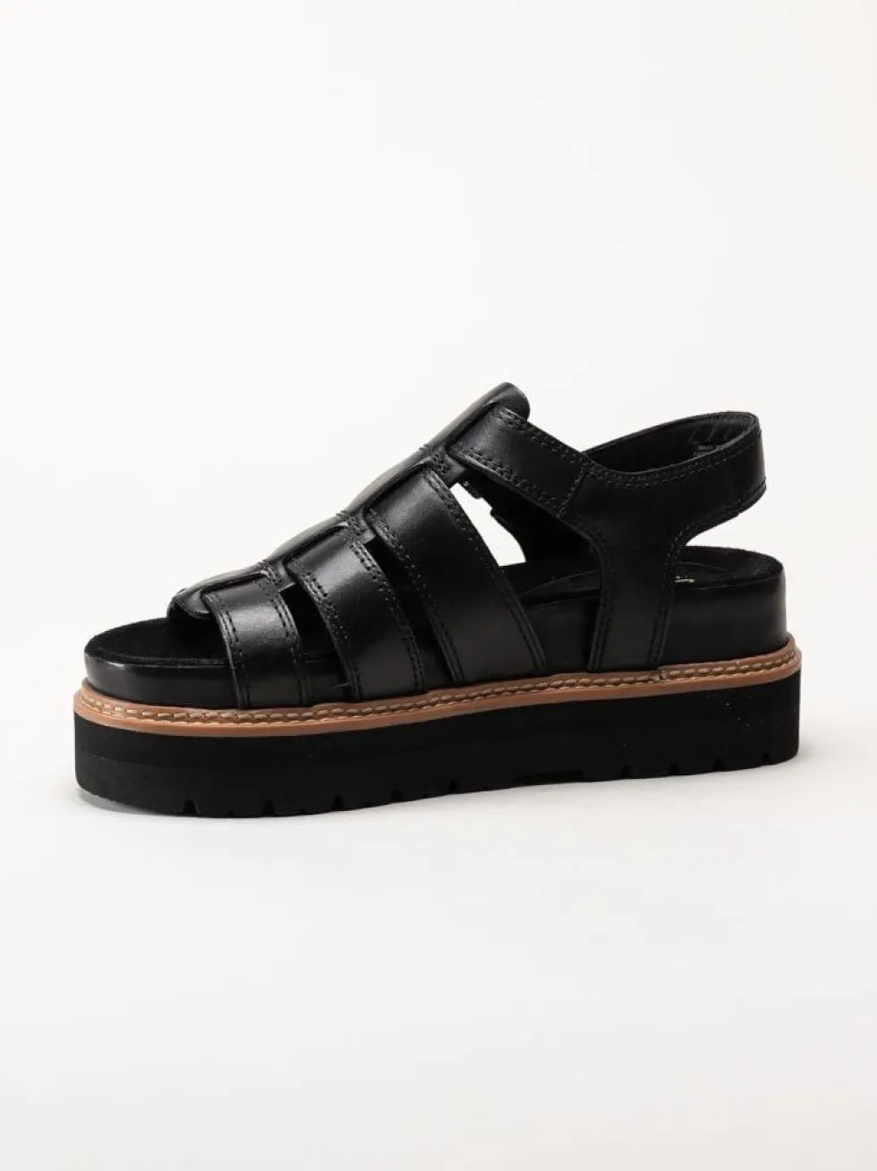 Clarks - Orianna Twist - Svarta platåsandaler i skinn