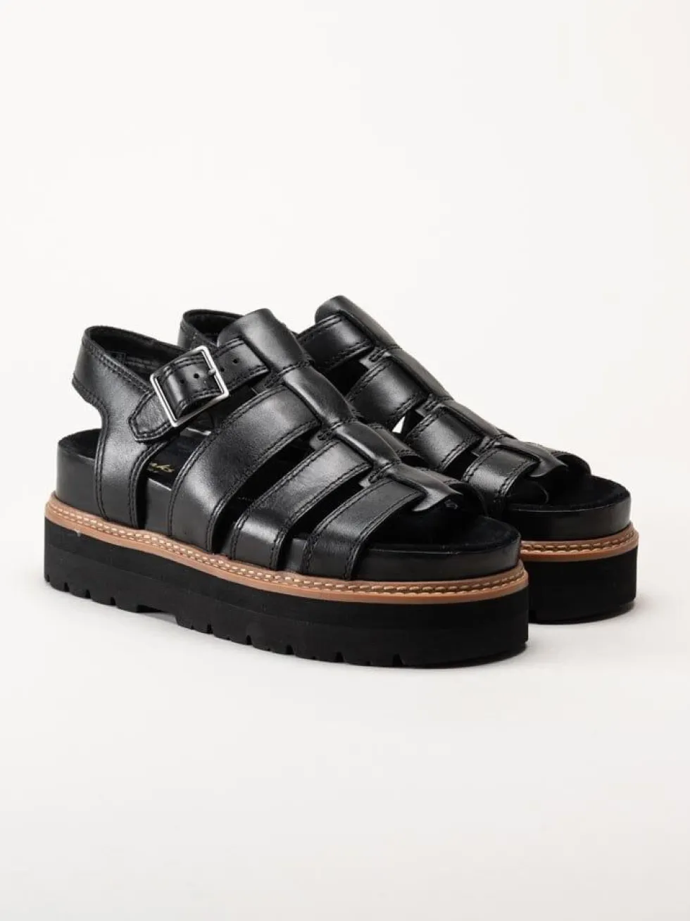 Clarks - Orianna Twist - Svarta platåsandaler i skinn