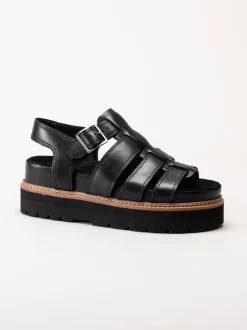 Clarks - Orianna Twist - Svarta platåsandaler i skinn