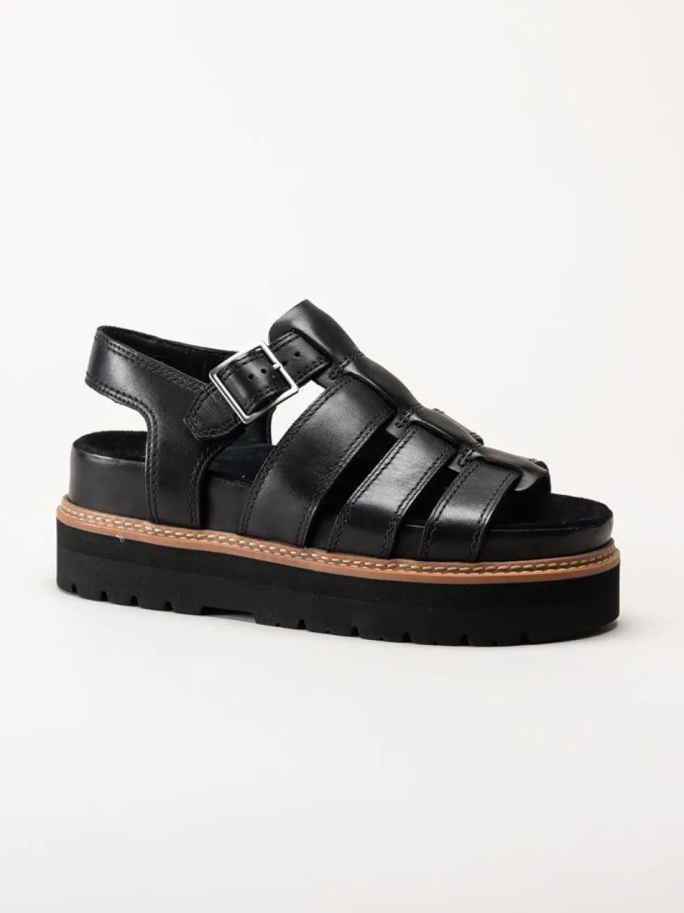 Clarks - Orianna Twist - Svarta platåsandaler i skinn