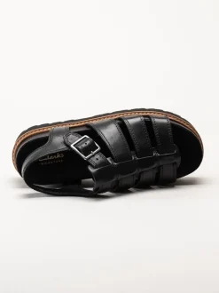 Clarks - Orianna Twist - Svarta platåsandaler i skinn