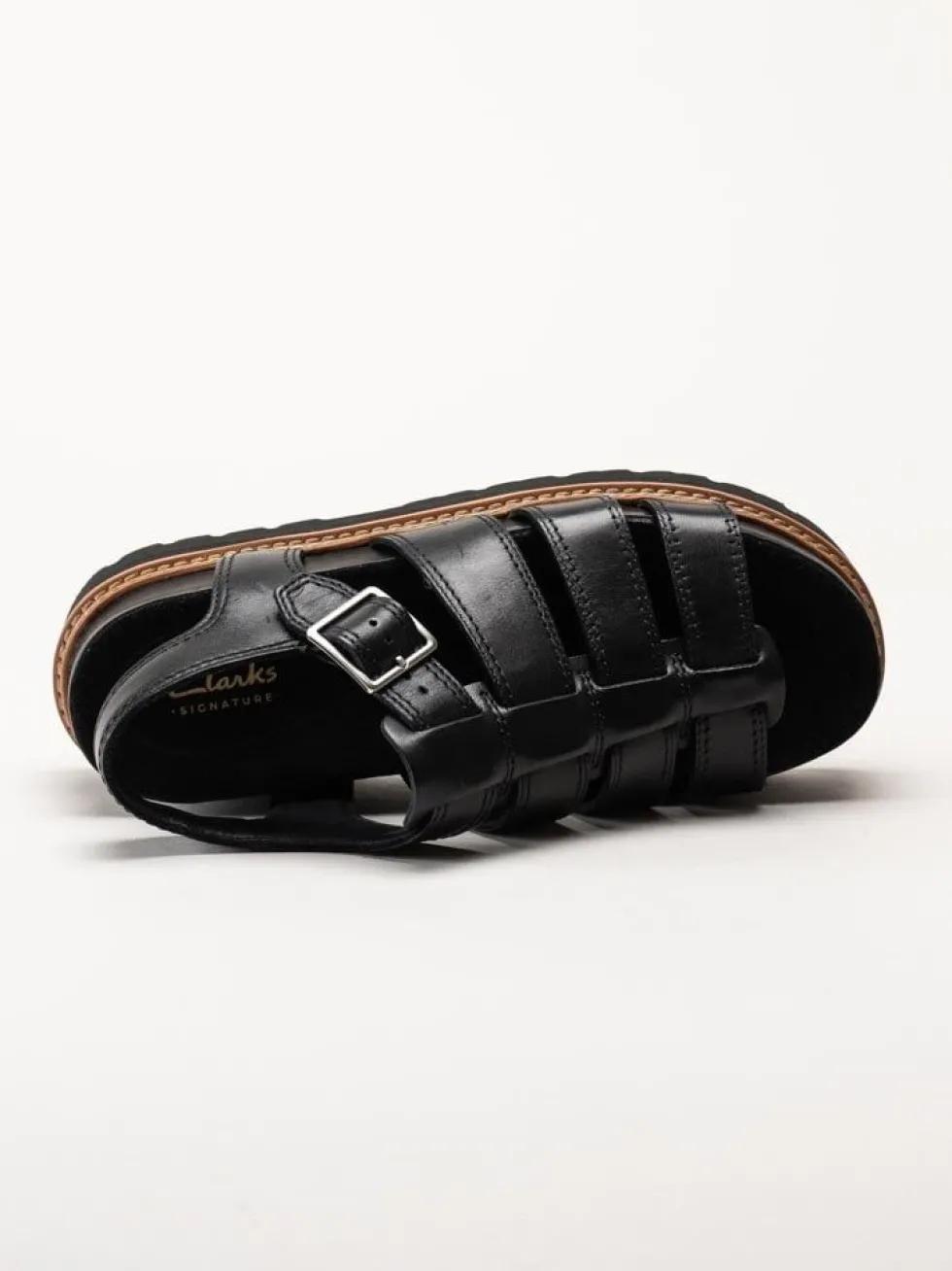 Clarks - Orianna Twist - Svarta platåsandaler i skinn