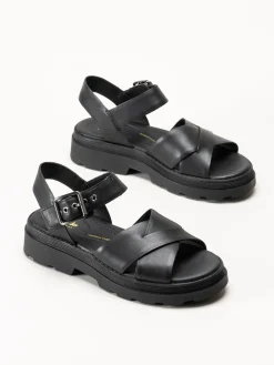 Clarks - Orinoco3 Cross - Svarta sandaler i skinn
