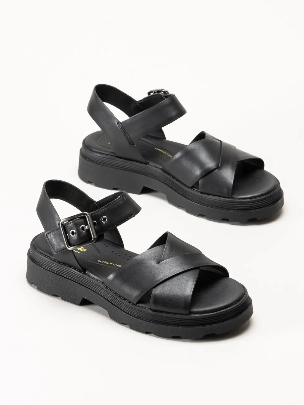 Clarks - Orinoco3 Cross - Svarta sandaler i skinn