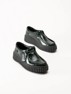 Clarks - Torhill Bee - Gröna snörskor i lack