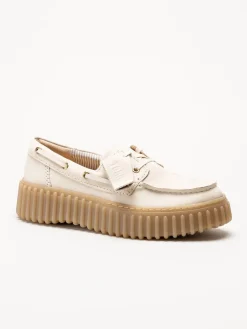 Clarks - Torhill Boat - Offwhite snörskor i nubuck