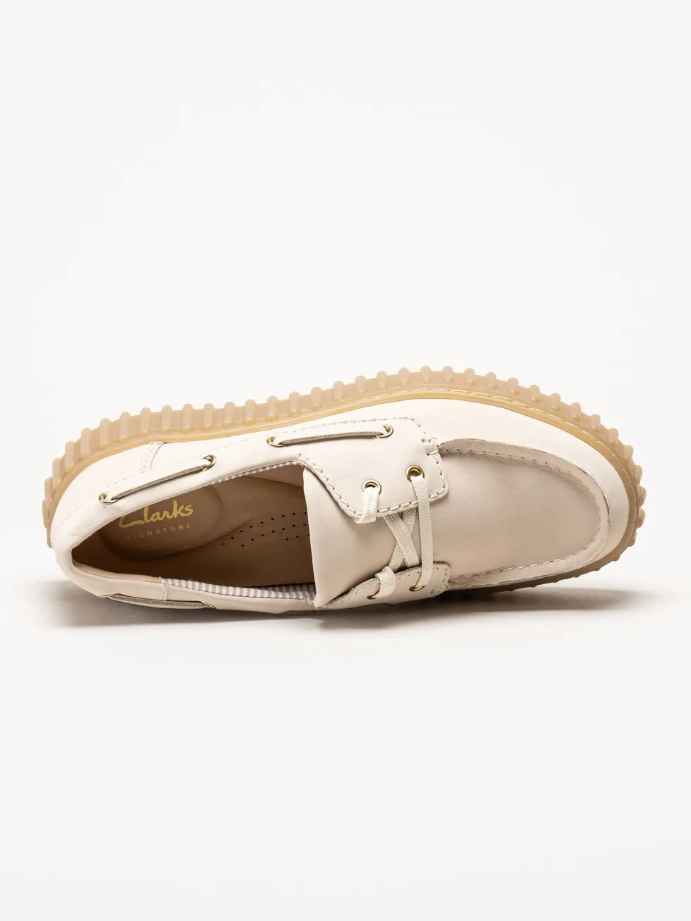 Clarks - Torhill Boat - Offwhite snörskor i nubuck