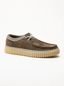 Clarks - Torhill Lo G - Grön bruna snörskor i mocka
