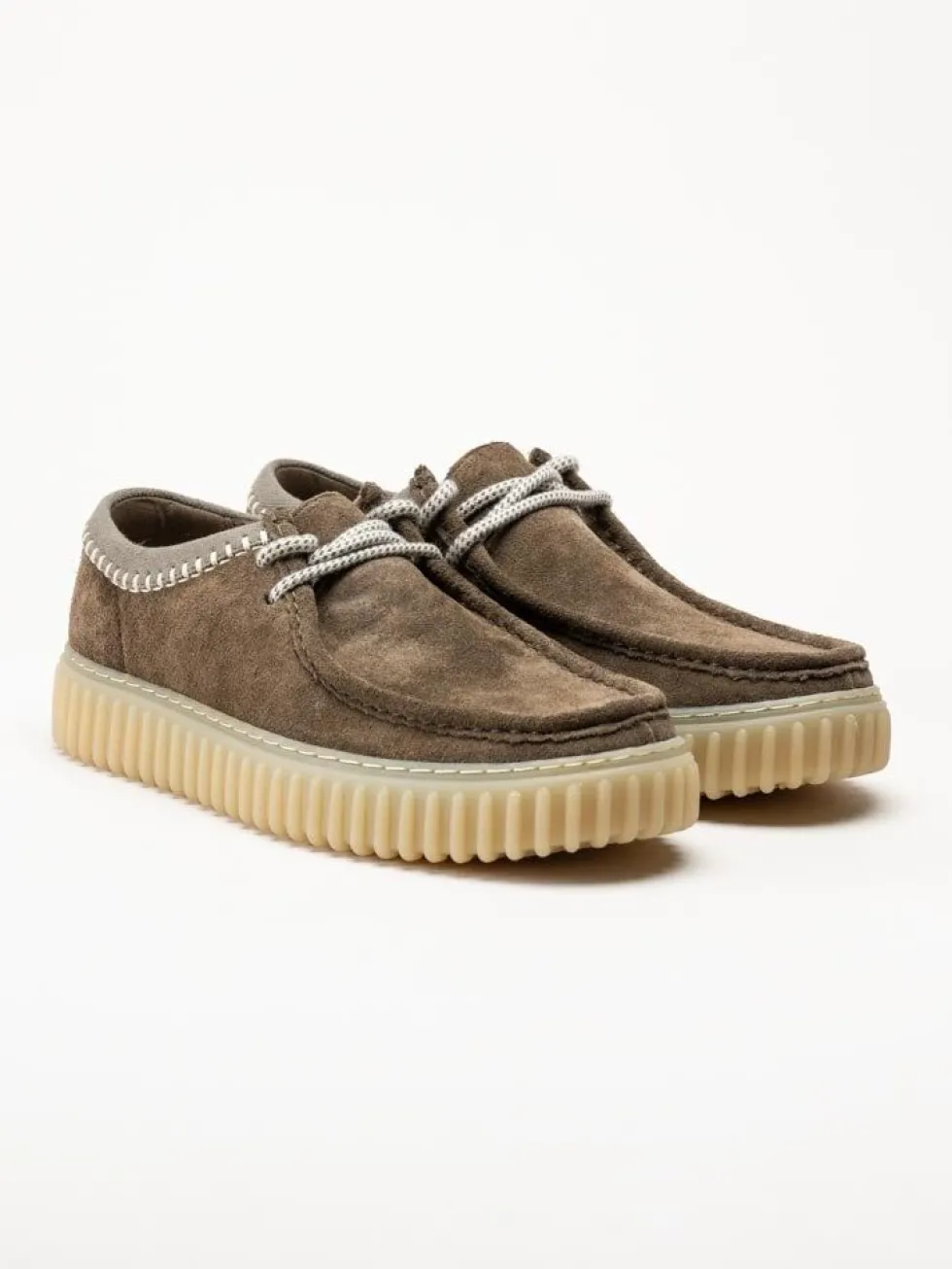 Clarks - Torhill Lo G - Grön bruna snörskor i mocka