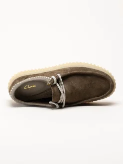 Clarks - Torhill Lo G - Grön bruna snörskor i mocka