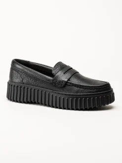 Clarks - Torhill Penny - Svarta loafers i skinn